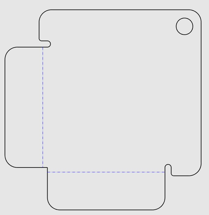 DXF with cut contour and crease lines on separate colors